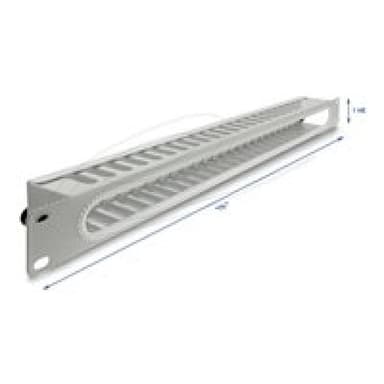 DELOCK 48,26cm 19Zoll 1 HE Kabelmanagement Rangierpanel mit Öffnung und Kantenschutz grau