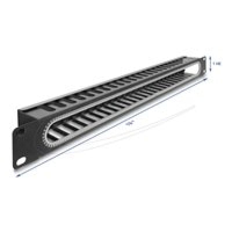 DELOCK 48,26cm 19Zoll 1 HE Kabelmanagement Rangierpanel mit Öffnung und Kantenschutz schwarz