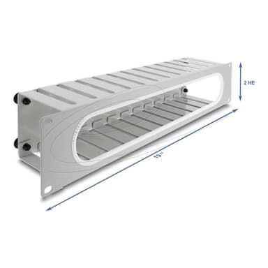 DELOCK 48,26cm 19Zoll 2 HE Kabelmanagement Rangierpanel mit Öffnung und Kantenschutz grau