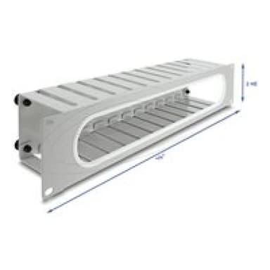 DELOCK 48,26cm 19Zoll 2 HE Kabelmanagement Rangierpanel mit Öffnung und Kantenschutz grau