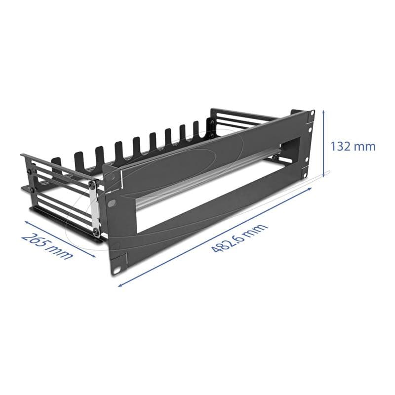 DELOCK 48,26cm 19Zoll Schutzschalterleiste mit Abdeckung Kabelzugentlastungsschiene und tiefenverste