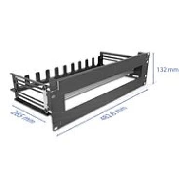 DELOCK 48,26cm 19Zoll Schutzschalterleiste mit Abdeckung Kabelzugentlastungsschiene und tiefenverste