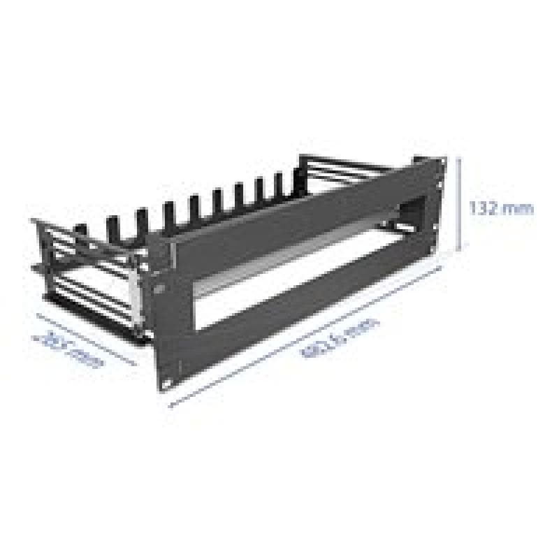 DELOCK 48,26cm 19Zoll Schutzschalterleiste mit Abdeckung Kabelzugentlastungsschiene und tiefenverste