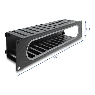 DELOCK 48,26cm 19Zoll 2 HE Kabelmanagement Rangierpanel mit Öffnung und Kantenschutz schwarz
