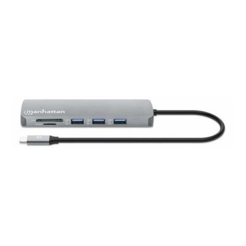 MANHATTAN USB-C PD auf HDMI 9-in-1 4K Dockingstation grau
