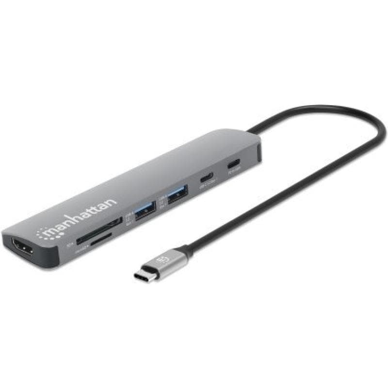 MANHATTAN USB-C PD auf HDMI 7-in-1 4K Dockingstation grau