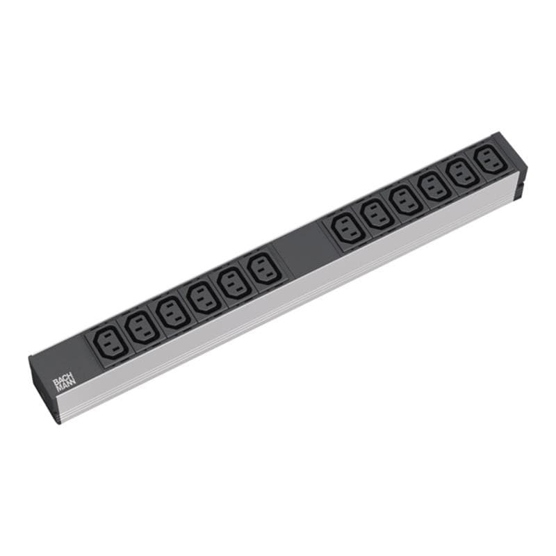 BACHMANN Steckdosenleiste 48,26cm 19Zoll 1HE 12 x C13 Buchse Schutzkontakt-Stecker