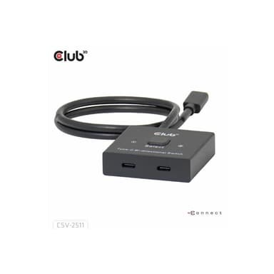 CLUB3D USB-C Switch 2<->1 10Gbps + 100W PD  St/Bu retail