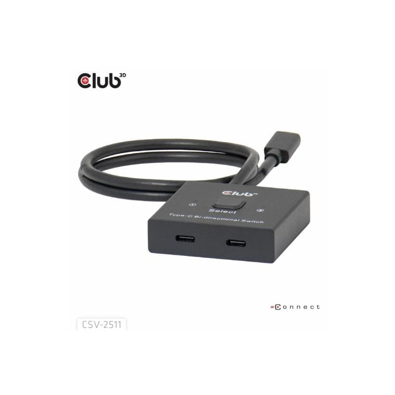 CLUB3D USB-C Switch 2<->1 10Gbps + 100W PD  St/Bu retail
