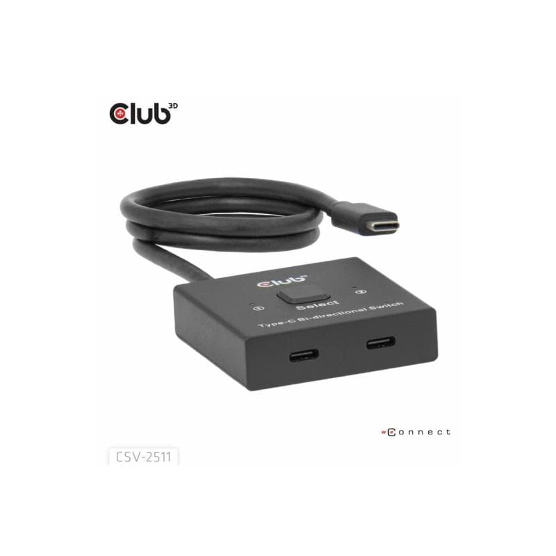 CLUB3D USB-C Switch 2<->1 10Gbps + 100W PD  St/Bu retail