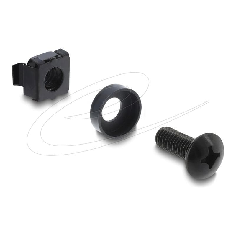 DELOCK Rack Montage Set fur 25,4cm 10Zoll und 19inch 100 Stuck schwarz