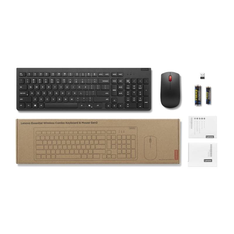 LENOVO Essential Wireless Combo Keyboard & Mouse Gen2 Black-Spanish w/copilot button