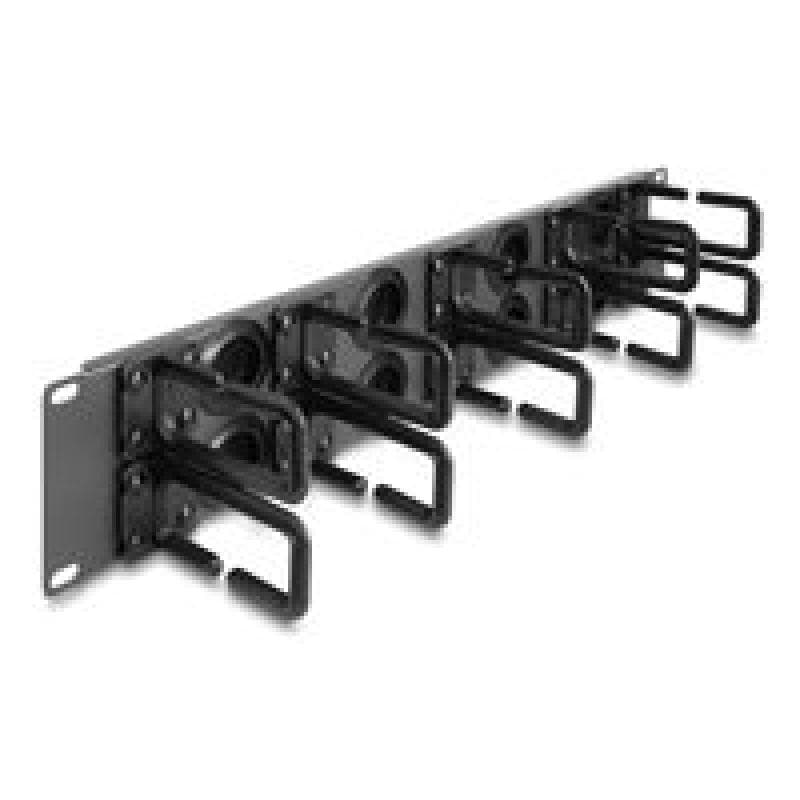 DELOCK - Verlegetafel für Rack-Kabelmanagement - 8 Gummikabeldurchführungen, 10 Haken - Dunkelgrau