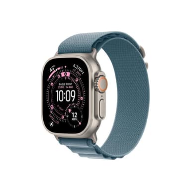 APPLE 49mm Light Blue Alpine Loop - Medium - Natural Titanium Finish