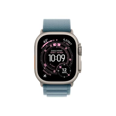 APPLE 49mm Light Blue Alpine Loop - Medium - Natural Titanium Finish