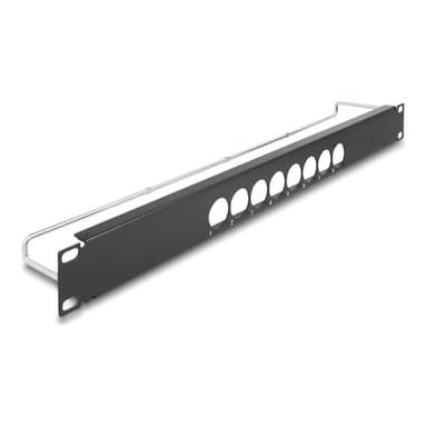 DELOCK 19″ D-Typ Patchpanel mit Entlastungsschiene 8 Port mittig 1 HE schwarz Stück