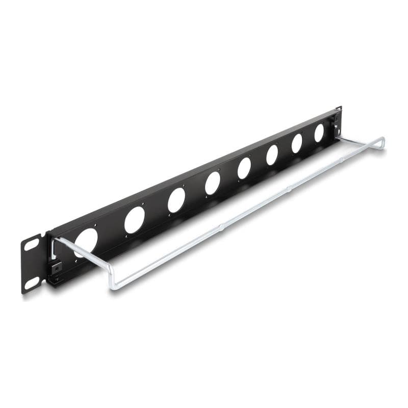 DELOCK 19″ D-Typ Patchpanel mit Entlastungsschiene 8 Port 1 HE schwarz Stück