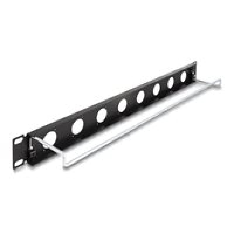DELOCK 19″ D-Typ Patchpanel mit Entlastungsschiene 8 Port 1 HE schwarz Stück