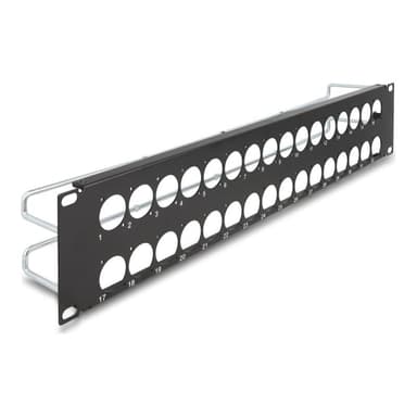 DELOCK 19″ D-Typ Patchpanel mit Entlastungsschienen 32 Port 2 HE schwarz Stück