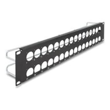 DELOCK 19″ D-Typ Patchpanel mit Entlastungsschienen 32 Port 2 HE schwarz Stück