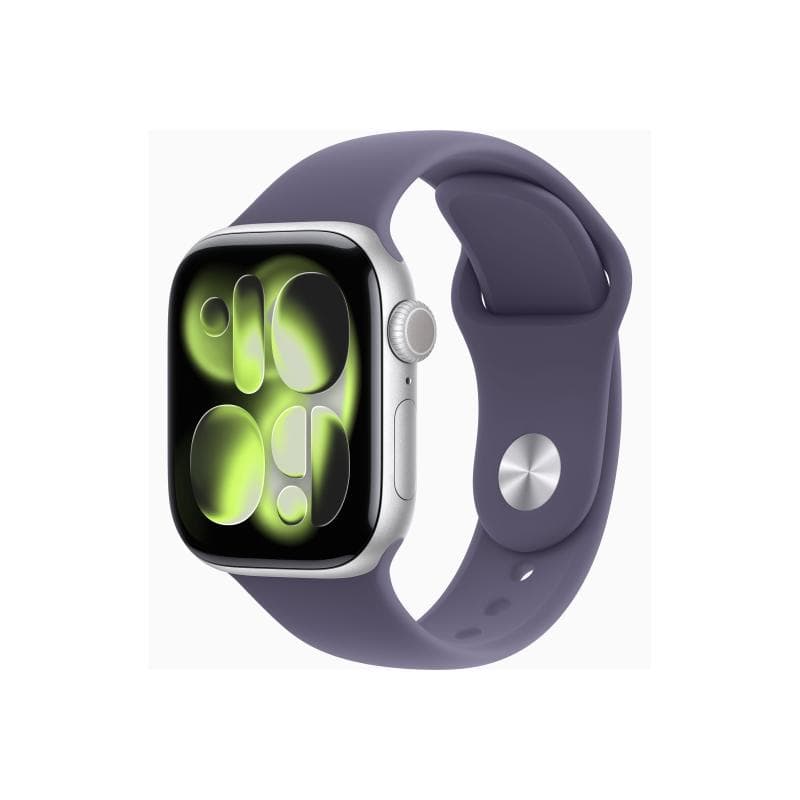 APPLE Watch S11 Aluminium Cellular 42mm Silber (Sportarmband nebelviolett) S/M