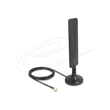 DELOCK 5G LTE Antenne SMA Stecker 3 dBi omnidirektional mit Anschlusskabel RG-174 3 m mit Kippgelenk