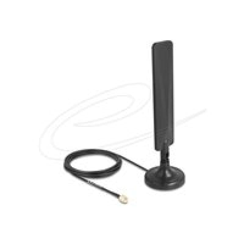 DELOCK 5G LTE Antenne SMA Stecker 3 dBi omnidirektional mit Anschlusskabel RG-174 3 m mit Kippgelenk