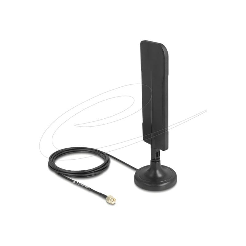 DELOCK WiFi 5,8 GHz Antenne RP-SMA Stecker 3 dBi omnidirektional mit Anschlusskabel RG-174 3 m