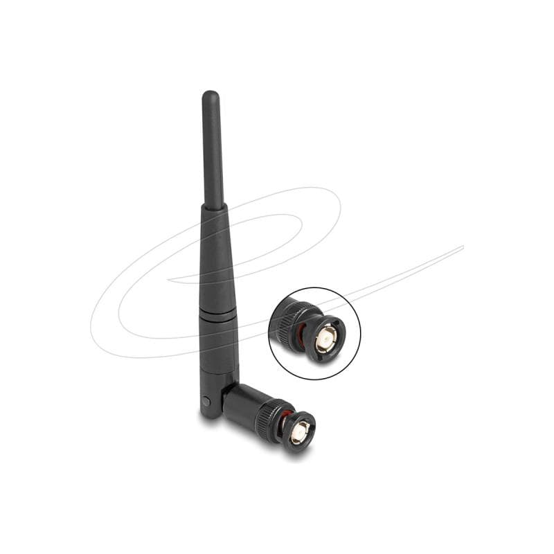 DELOCK WiFi 2,4 GHz Antenne BNC Stecker 2 dBi 14,5 cm omnidirektional mit Kippgelenk schwarz