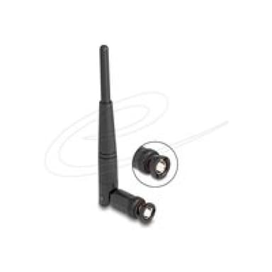 DELOCK WiFi 2,4 GHz Antenne BNC Stecker 2 dBi 14,5 cm omnidirektional mit Kippgelenk schwarz