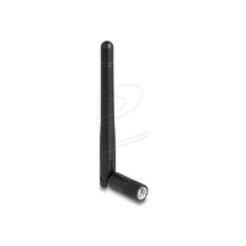 DELOCK WLAN 802.11 ac/ax/a/b/g/n Antenne RP-SMA Stecker 2 dBi omnidirektional mit Kippgelenk schwarz