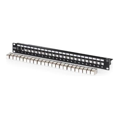 DIGITUS Modulares Patch Panel geschirmt mit 24x DN-93615 24-Port 1U rackmontierbar Labelfeld schwarz