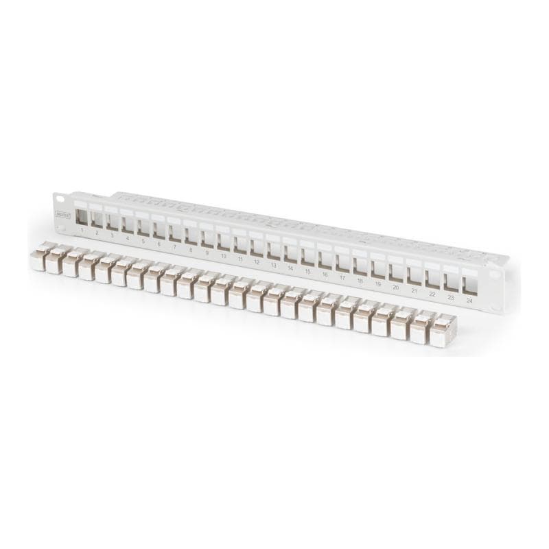 DIGITUS Modulares Patch Panel geschirmt mit 24x DN-93615 24-Port 1U rackmontiert grau RAL 7035