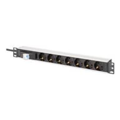 DIGITUS Steckdosenleiste 7-fach 19″ Alu. 1HE    schwarz