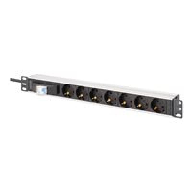DIGITUS Steckdosenleiste 7-fach 19″ Alu. 1HE    schwarz