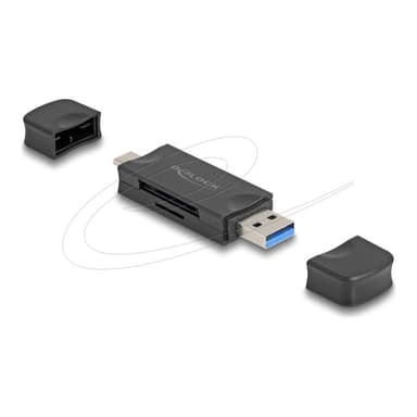 DELOCK Card Reader USB 5 Gbps USB-C/A für SD uns MicroSD  sw