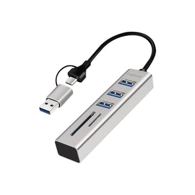 LOGILINK USB 3.0 HUB, 3x USB-A, SD/microSD-Slot, 5 Gbit/s