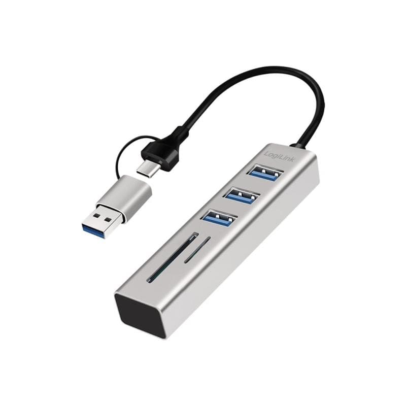 LOGILINK USB 3.0 HUB, 3x USB-A, SD/microSD-Slot, 5 Gbit/s