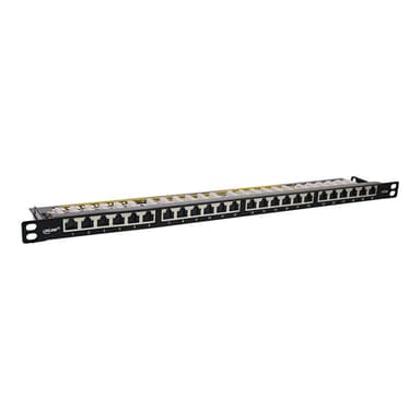 INLINE 19″ Patchfeld Cat.6A 0,5 HE 24-fach, mit Staubschutz, schwarz