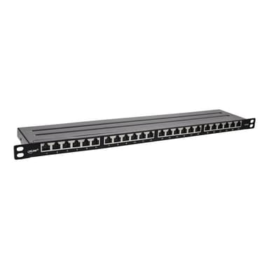 INLINE 19″ Patchfeld Cat.6A 0,5 HE 24-fach, mit Staubschutz, schwarz