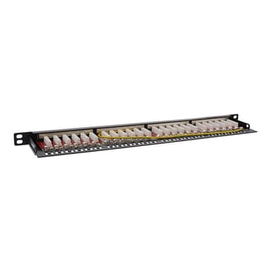 INLINE 19″ Patchfeld Cat.6A 0,5 HE 24-fach, mit Staubschutz, schwarz