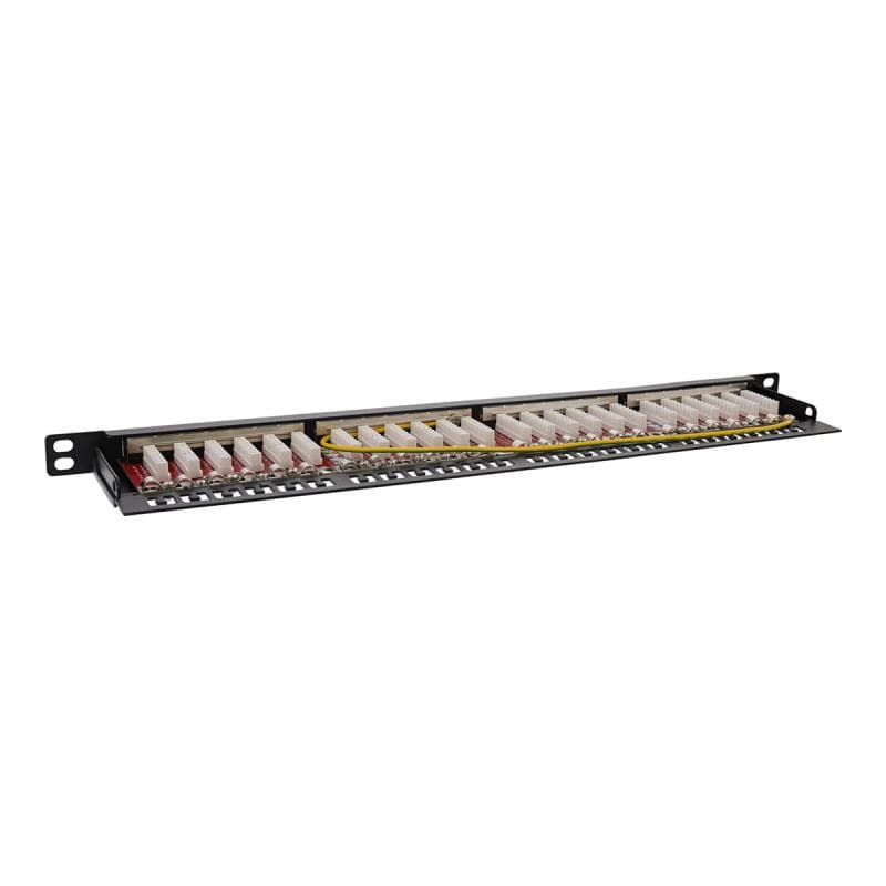 INLINE 19″ Patchfeld Cat.6A 0,5 HE 24-fach, mit Staubschutz, schwarz