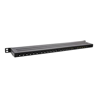 INLINE 19″ Patchfeld Cat.6A 0,5 HE 24-fach, mit Staubschutz, schwarz