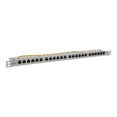 INLINE 19″ Patchfeld Cat.6A 0,5 HE 24-fach, mit Staubschutz, grau