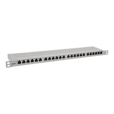 INLINE 19″ Patchfeld Cat.6A 0,5 HE 24-fach, mit Staubschutz, grau