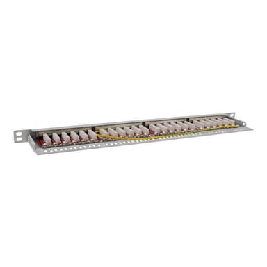 INLINE 19″ Patchfeld Cat.6A 0,5 HE 24-fach, mit Staubschutz, grau