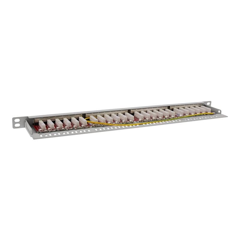 INLINE 19″ Patchfeld Cat.6A 0,5 HE 24-fach, mit Staubschutz, grau