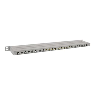 INLINE 19″ Patchfeld Cat.6A 0,5 HE 24-fach, mit Staubschutz, grau
