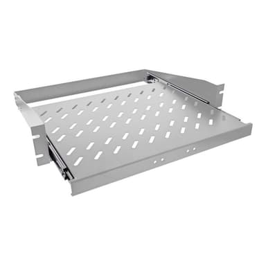 INLINE 19″ Fachboden ausziehbar, 350mm, 30kg, 2HE, RAL 7035 lichtgrau