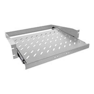 INLINE 19″ Fachboden ausziehbar, 350mm, 30kg, 2HE, RAL 7035 lichtgrau